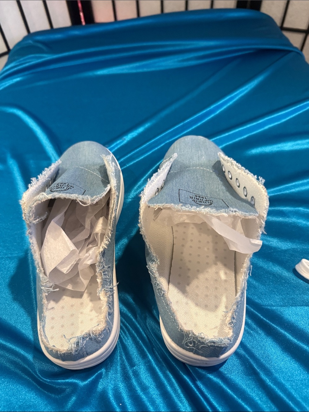Denim Slip-On Mule Sneakers in Light Blue by - Picture 3 of 5